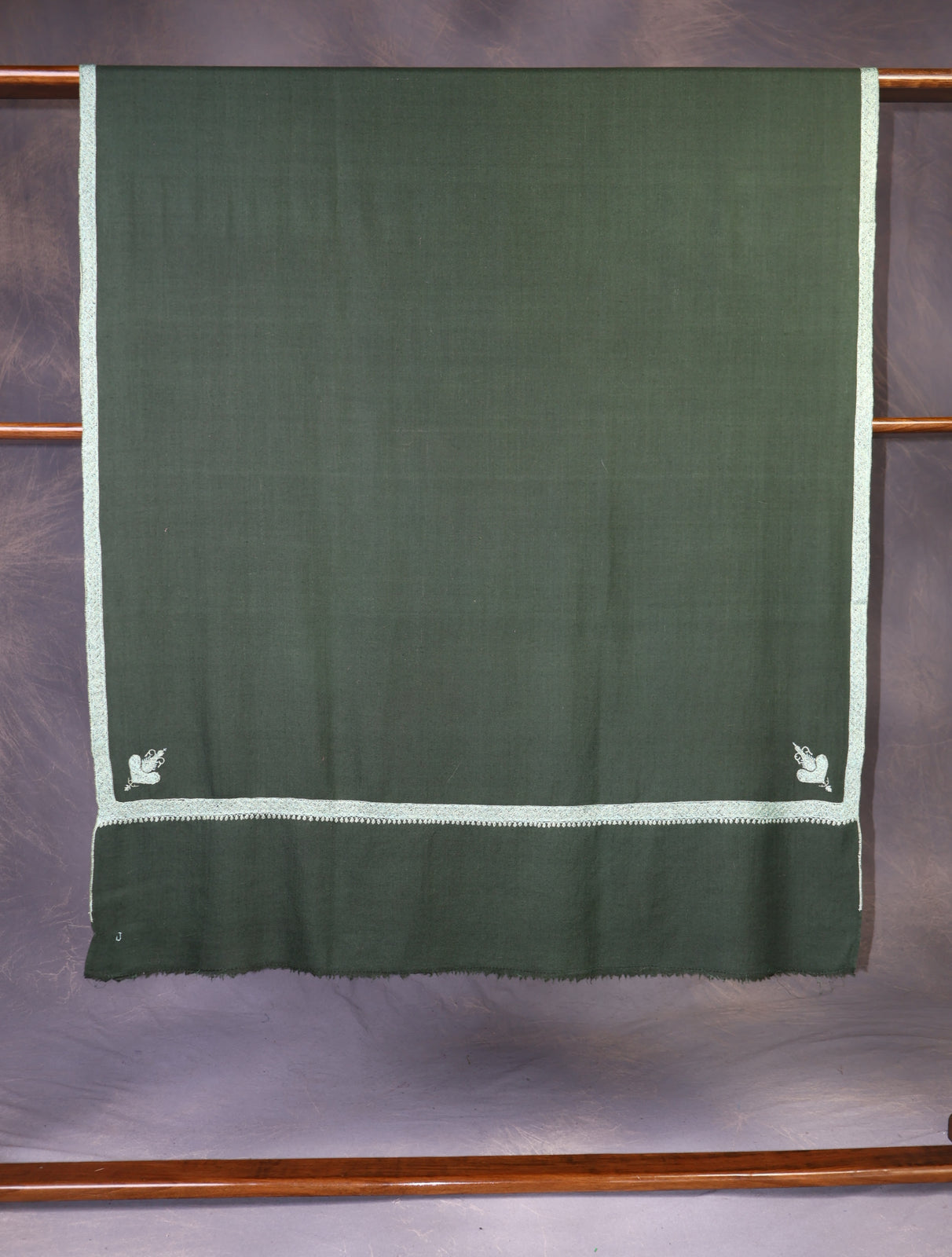 Green Base Border Embroidery Cashmere Pashmina Shawl