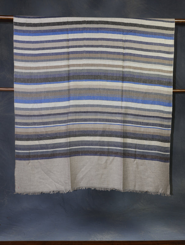 Natural Striped handwoven Cashmere Pashmina Shawl