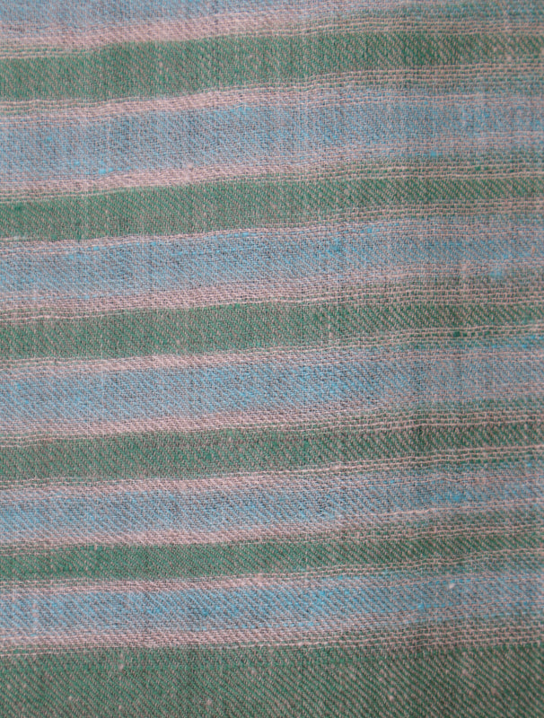 Sea Green Striped Handwoven Cashmere Pashmina Scarf