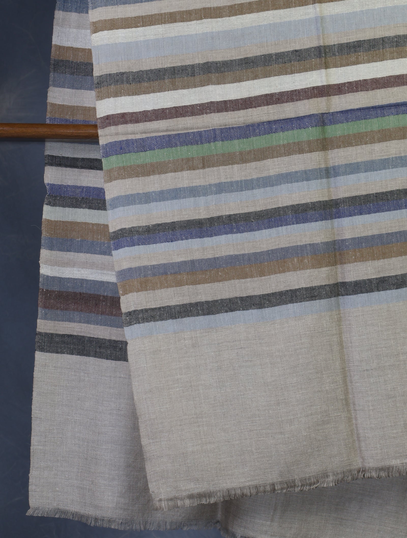 Natural Striped handwoven Cashmere Pashmina Shawl