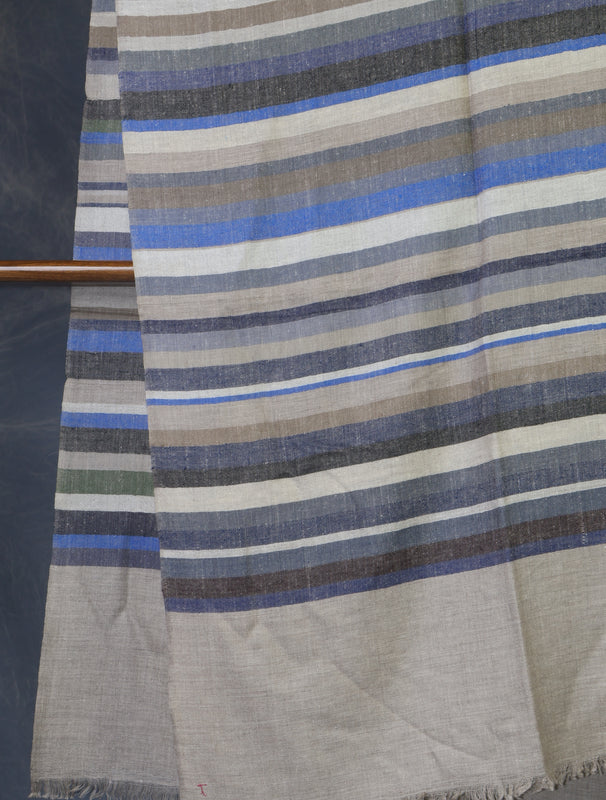 Natural Striped handwoven Cashmere Pashmina Shawl