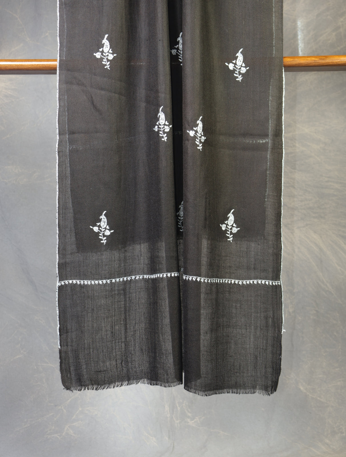 Black Buteh Motif Embroidery Cashmere Pashmina Scarf (Copy) (Copy)