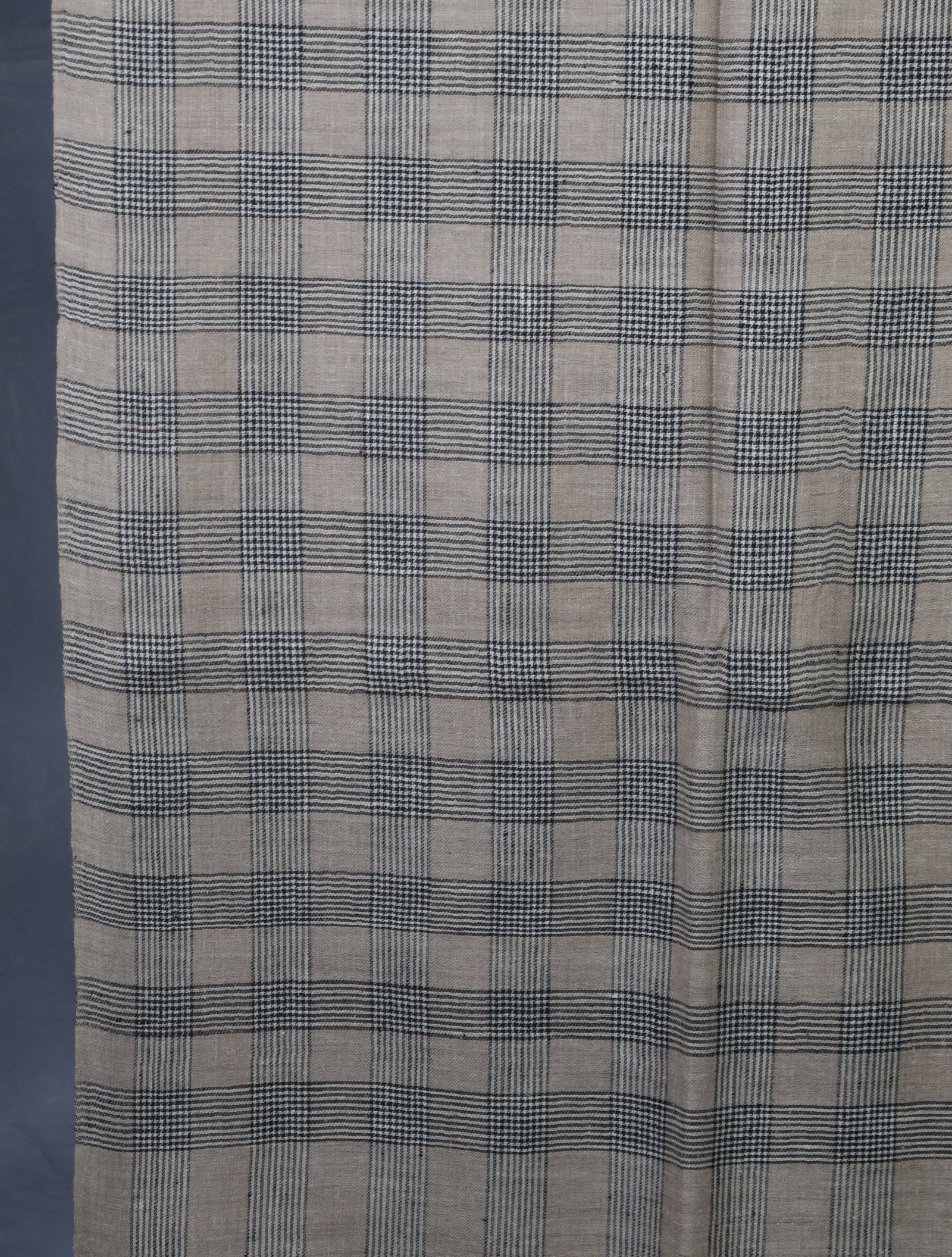 Natural Black Check Handwoven Cashmere Pashmina Scarf