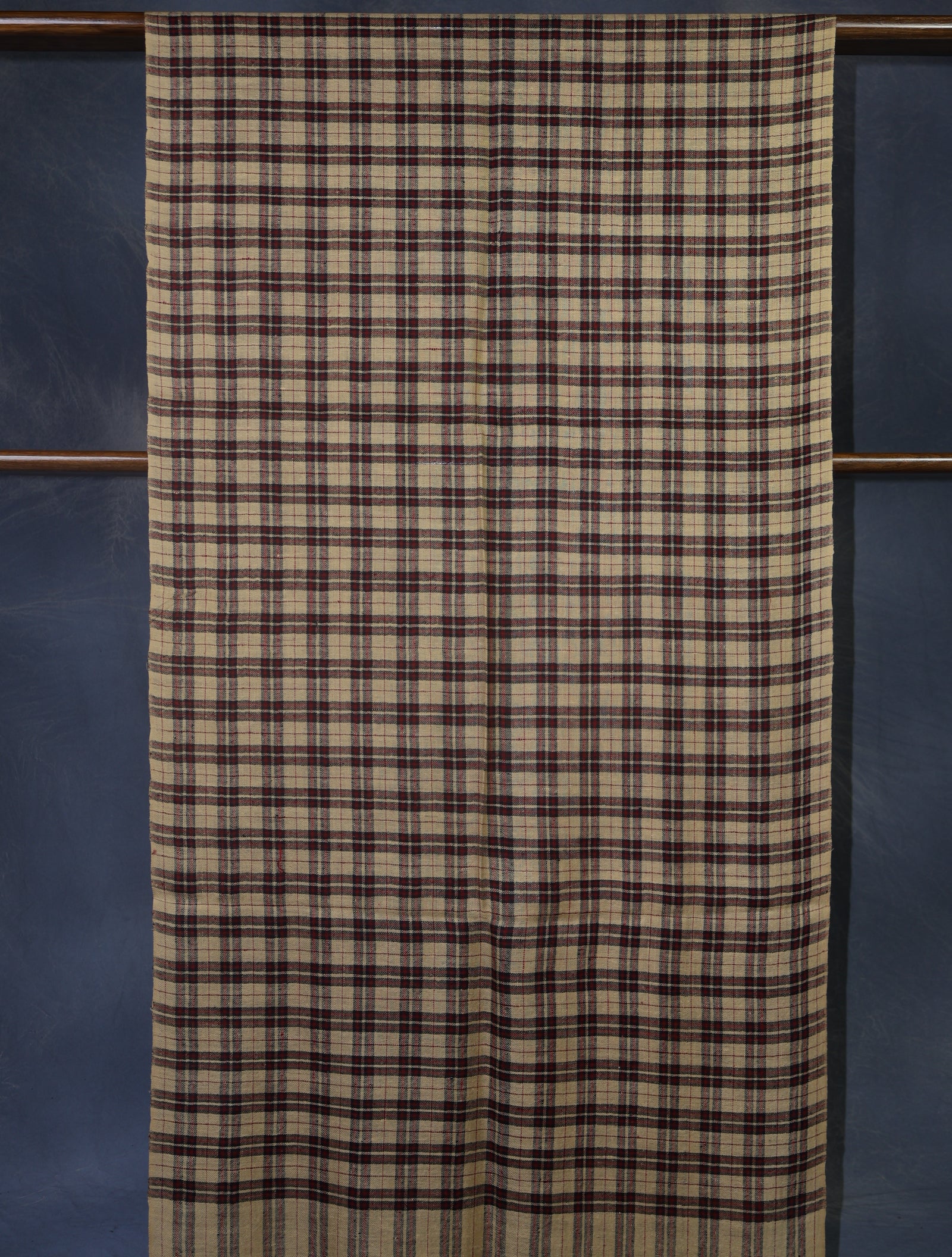 Beige Black Check Handwoven Cashmere Pashmina Scarf
