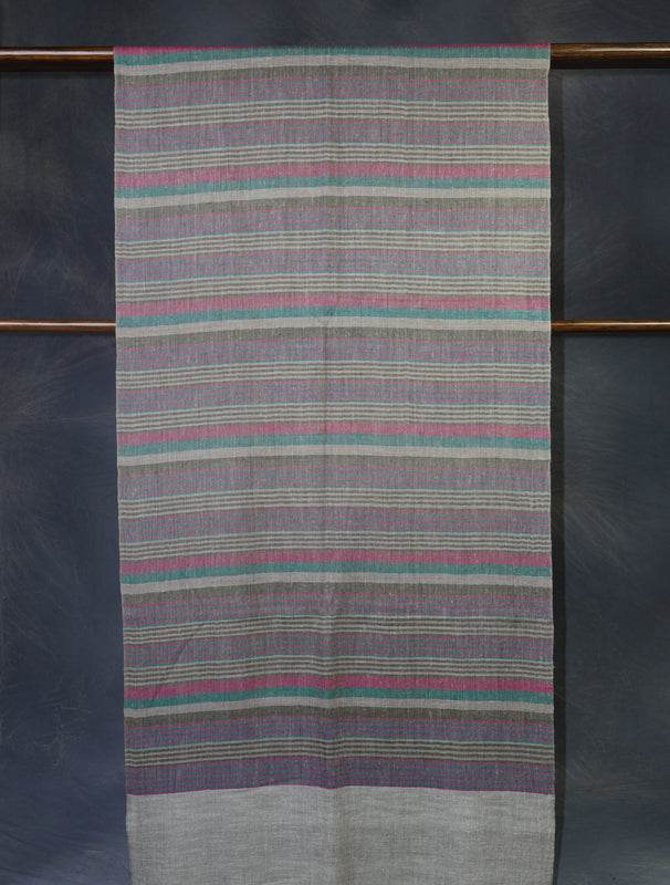 Multi Color Natural Border Handwoven Cashmere Pashmina Scarf