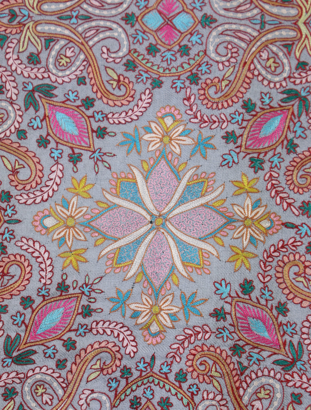 Grey Base Kalamkari Pashmina Shawl