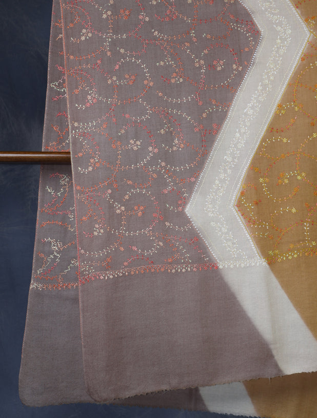 Triple Dye Jali Sozni Embroidery Stole