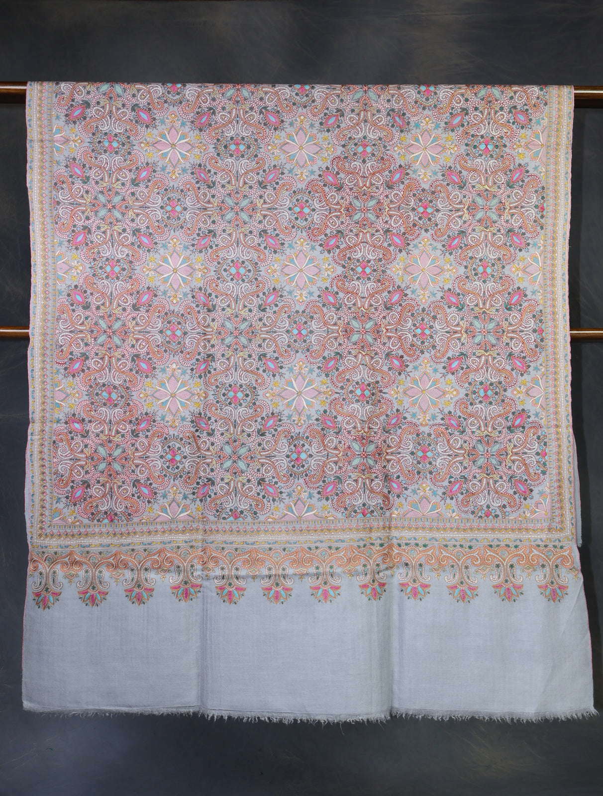 Grey Base Kalamkari Pashmina Shawl