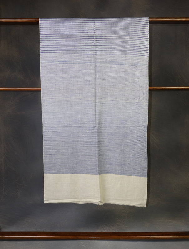 Blue Color Striped Handwoven Cashmere Pashmina Scarf