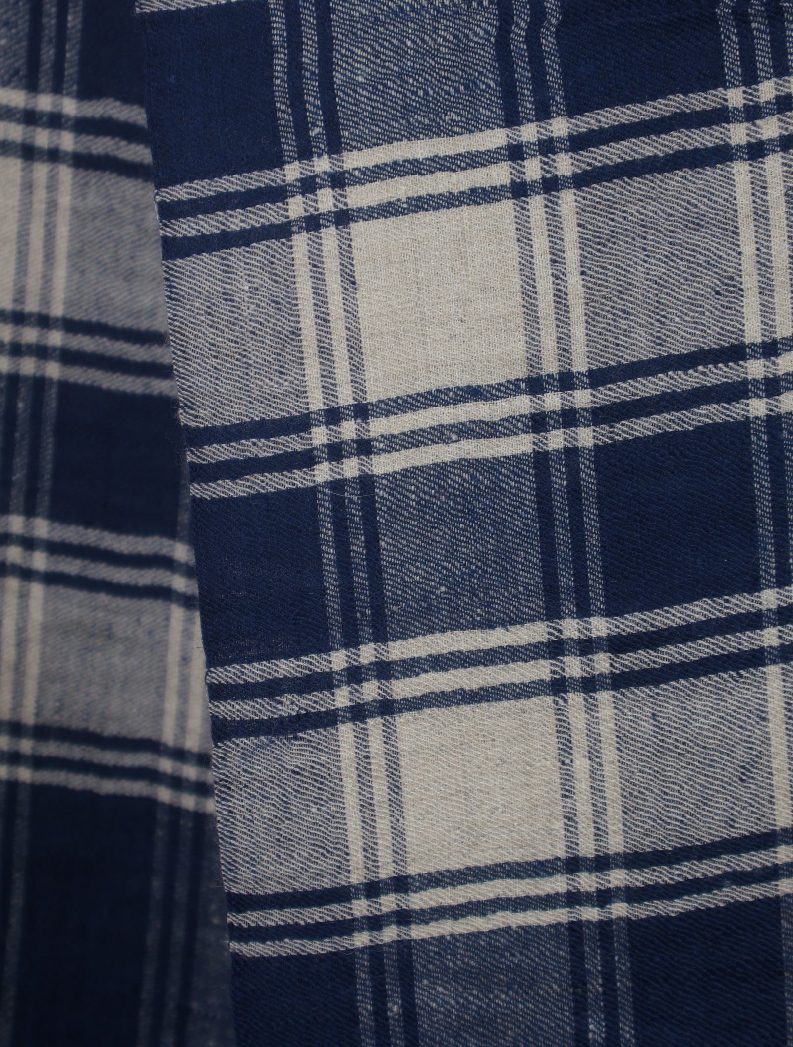 Blue Ivory Color Checked Handwoven Cashmere Pashmina Scarf