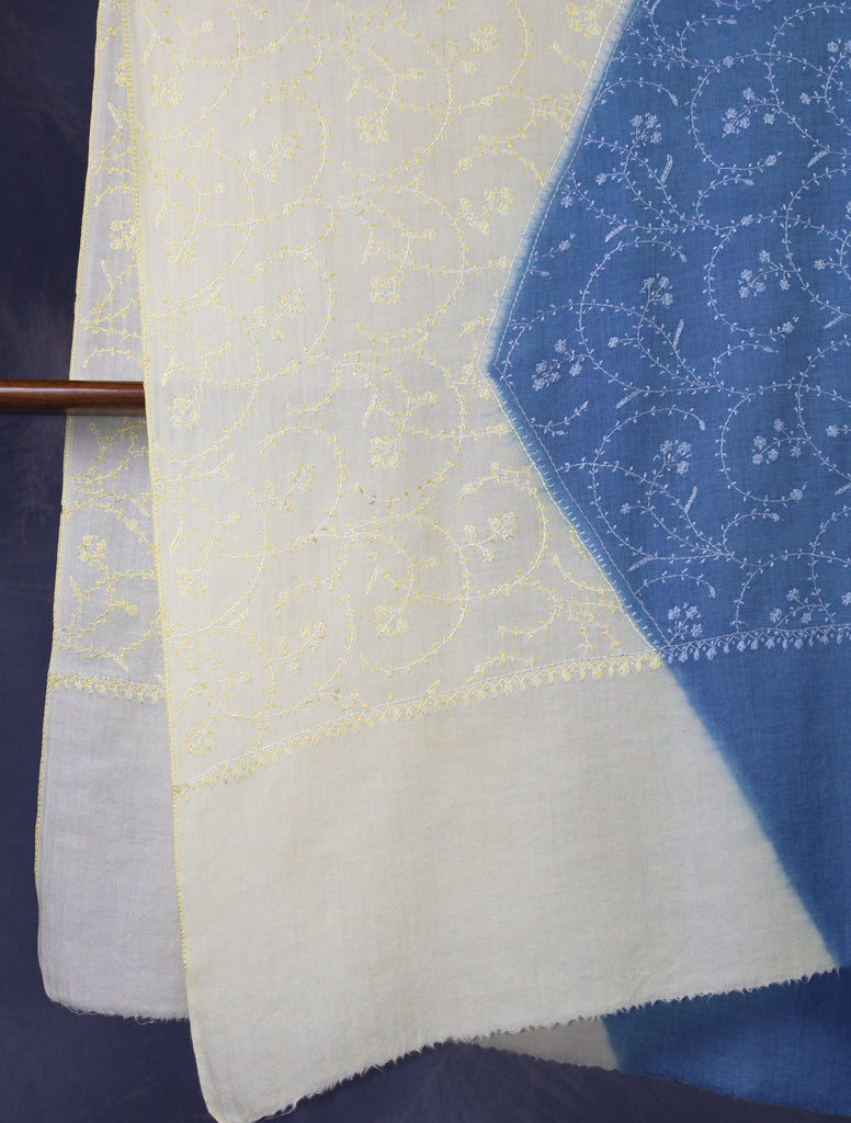 Double Dye Jali Sozni Embroidery Stole