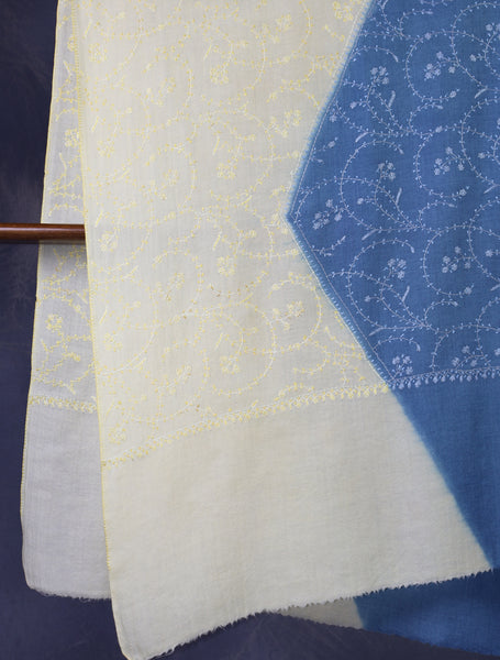 Double Dye Jali Sozni Embroidery Stole