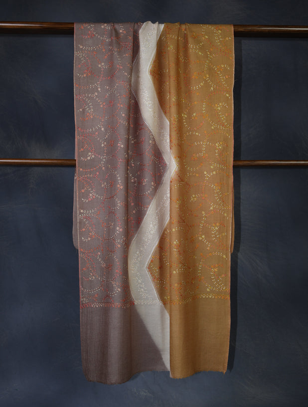 Triple Dye Jali Sozni Embroidery Stole