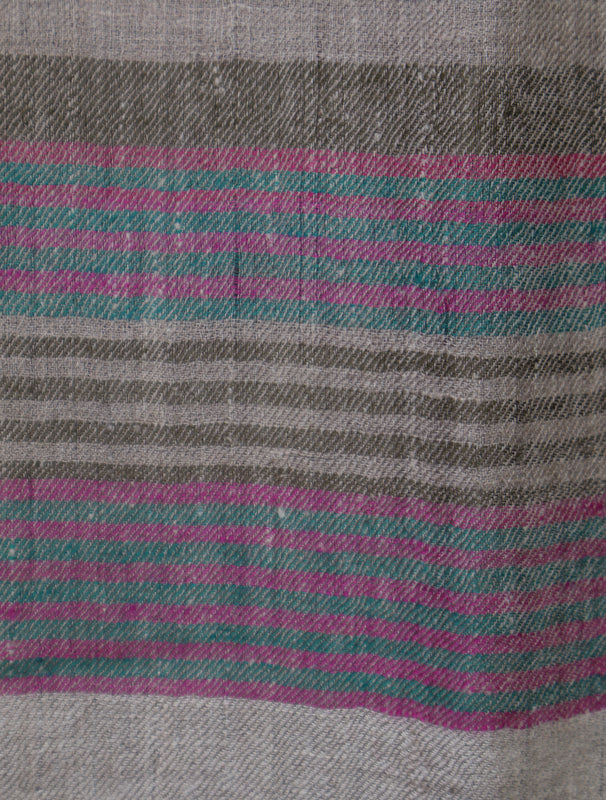 Multi Color Natural Border Handwoven Cashmere Pashmina Scarf