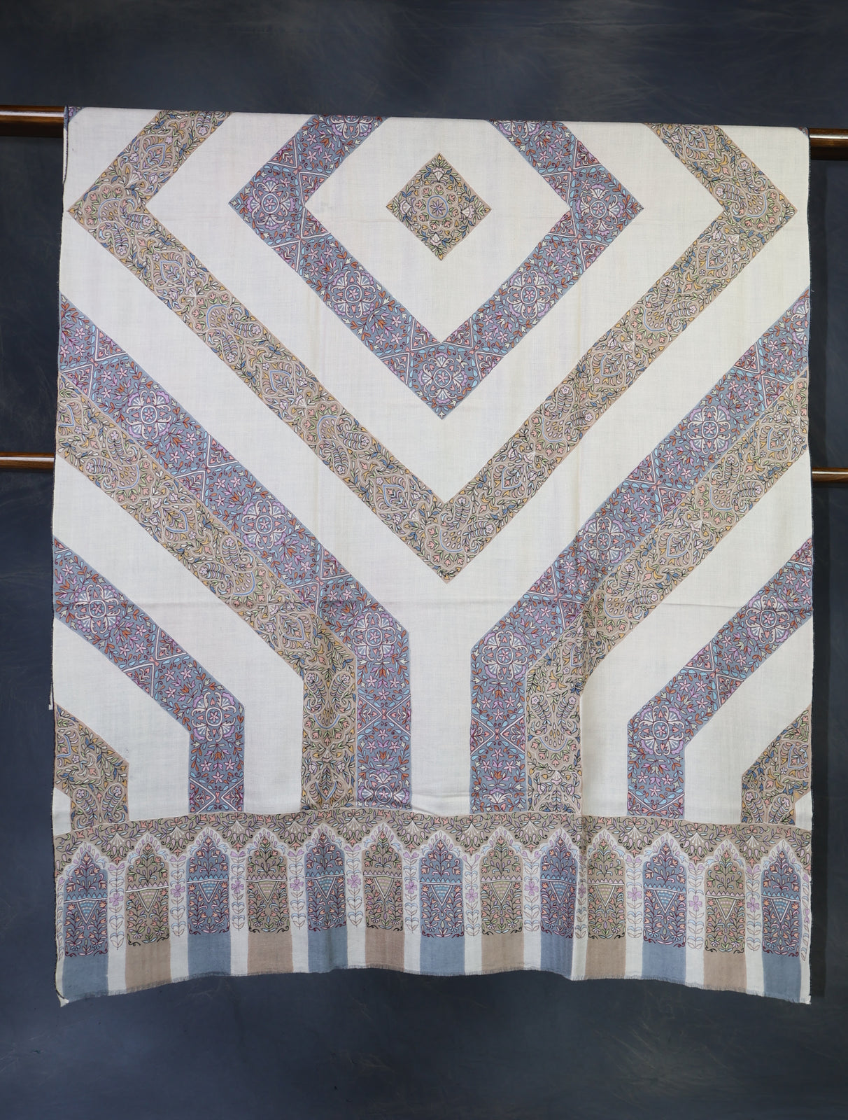 Ivory Base Kalamkari Pashmina Shawl
