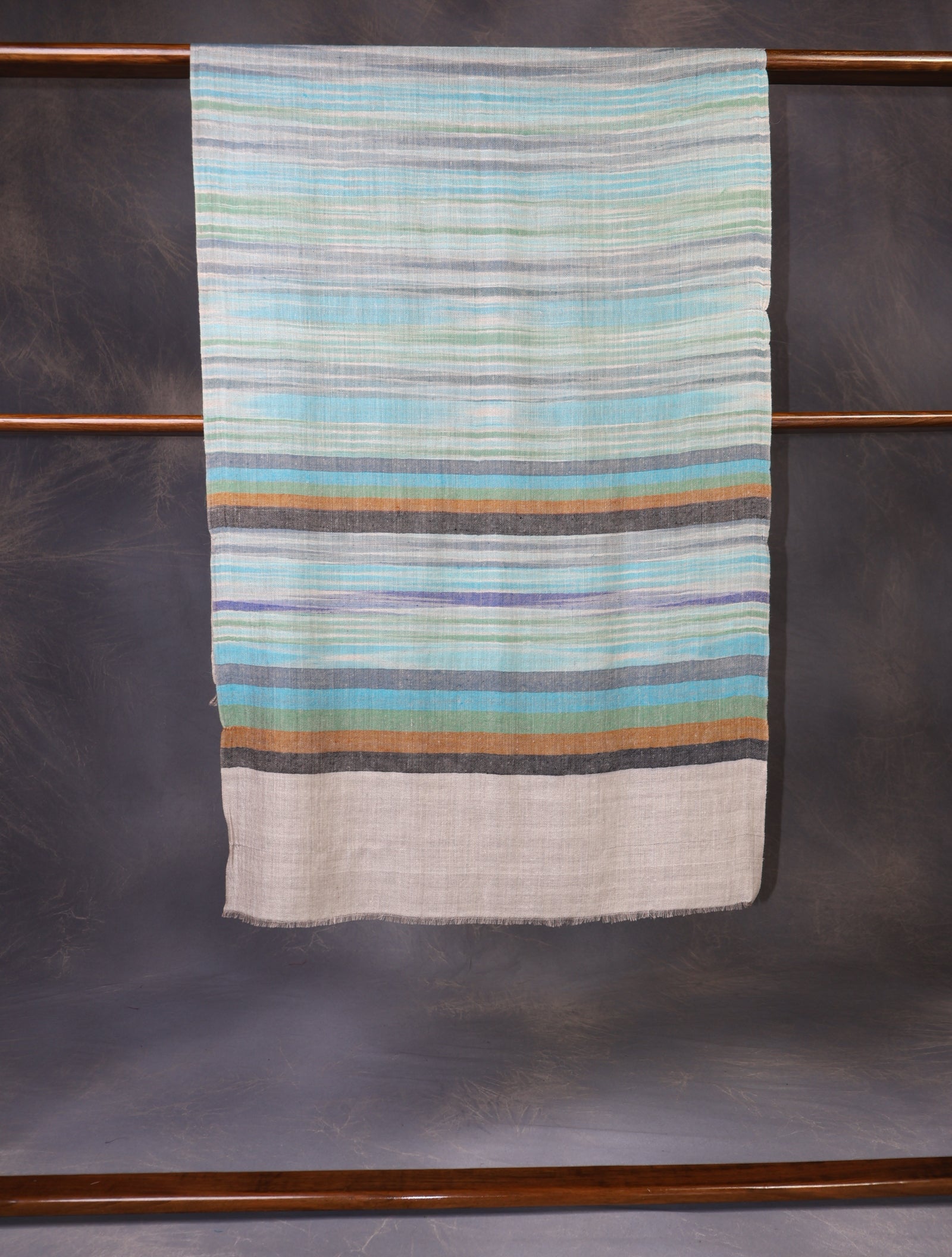 Multicolor Striped Handwoven Cashmere Pashmina Scarf