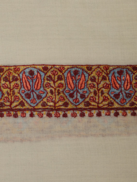 Ivory Base with Multicolor Embroidery wool Mussar