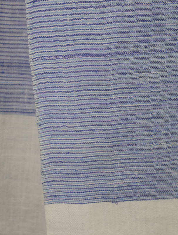 Blue Color Striped Handwoven Cashmere Pashmina Scarf