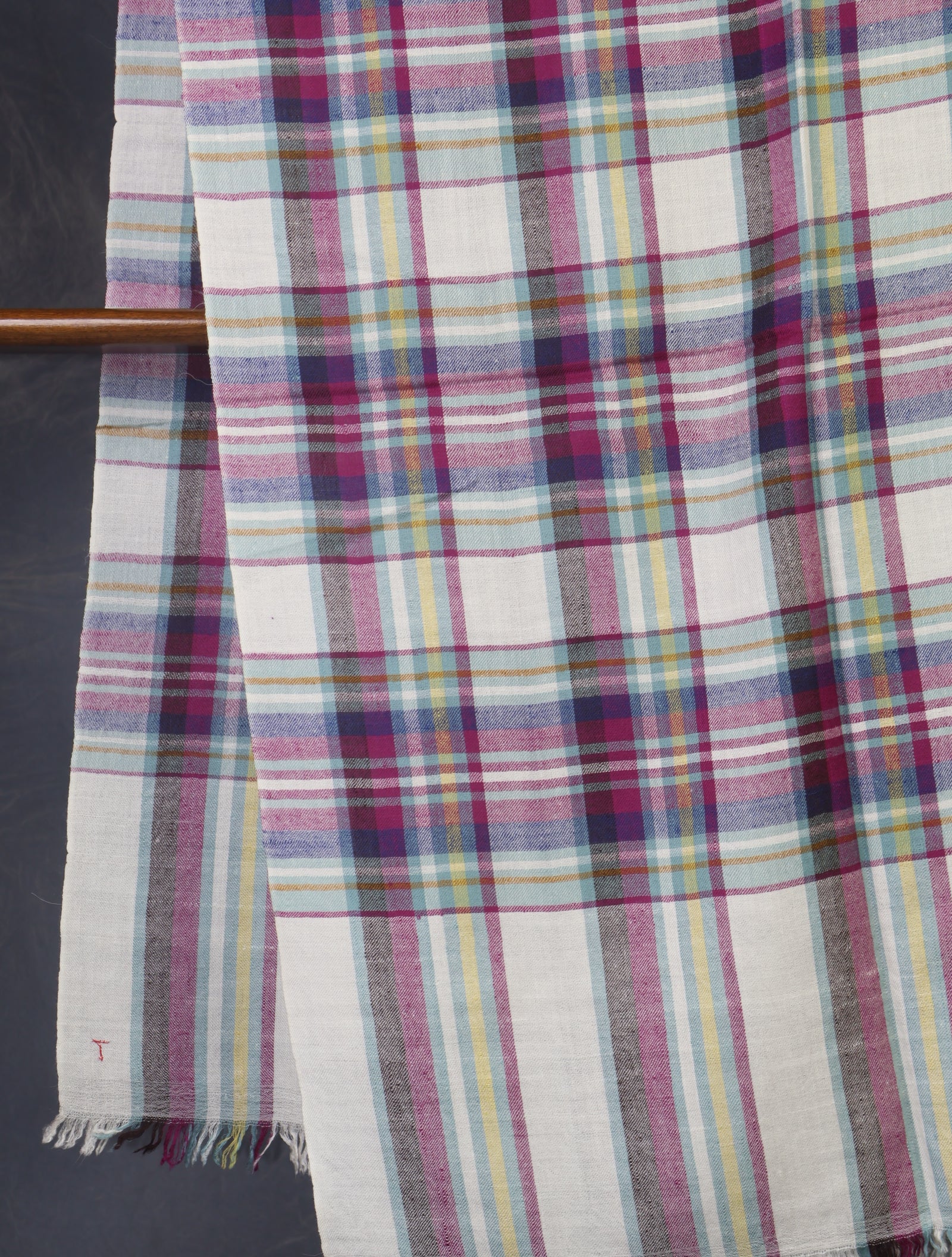 Ivory Checked Handwoven Cashmere Pashmina Scarf