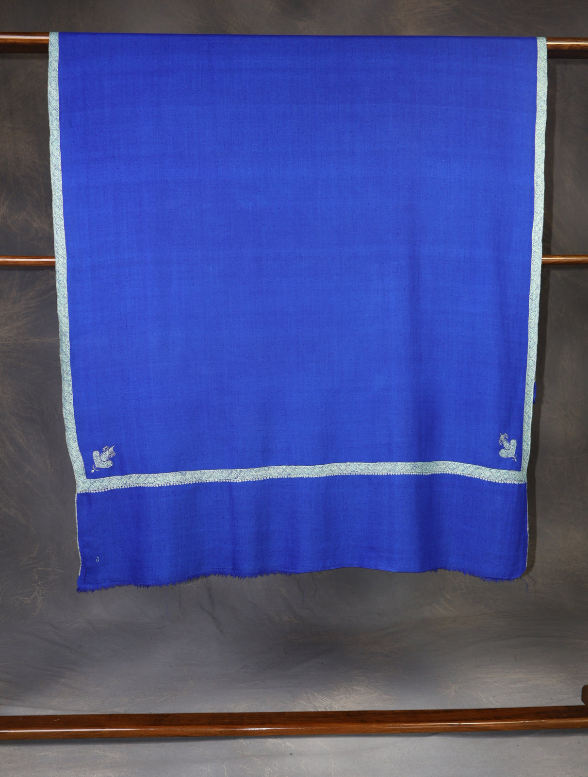 Royal Blue Base Border Embroidery Cashmere Pashmina Shawl