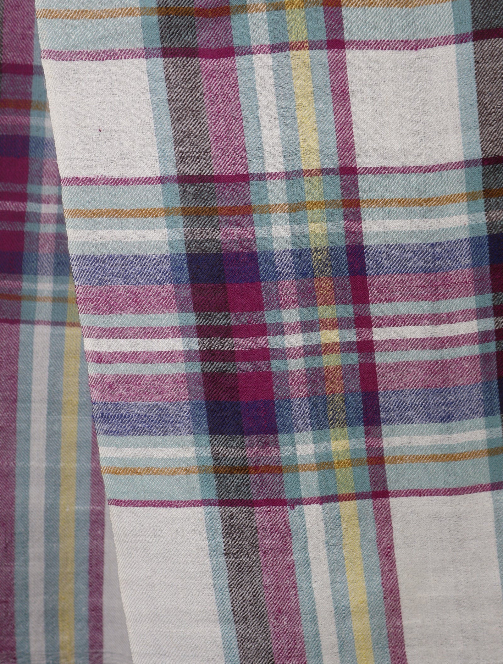 Ivory Checked Handwoven Cashmere Pashmina Scarf