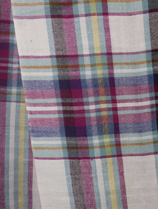 Ivory Checked Handwoven Cashmere Pashmina Scarf