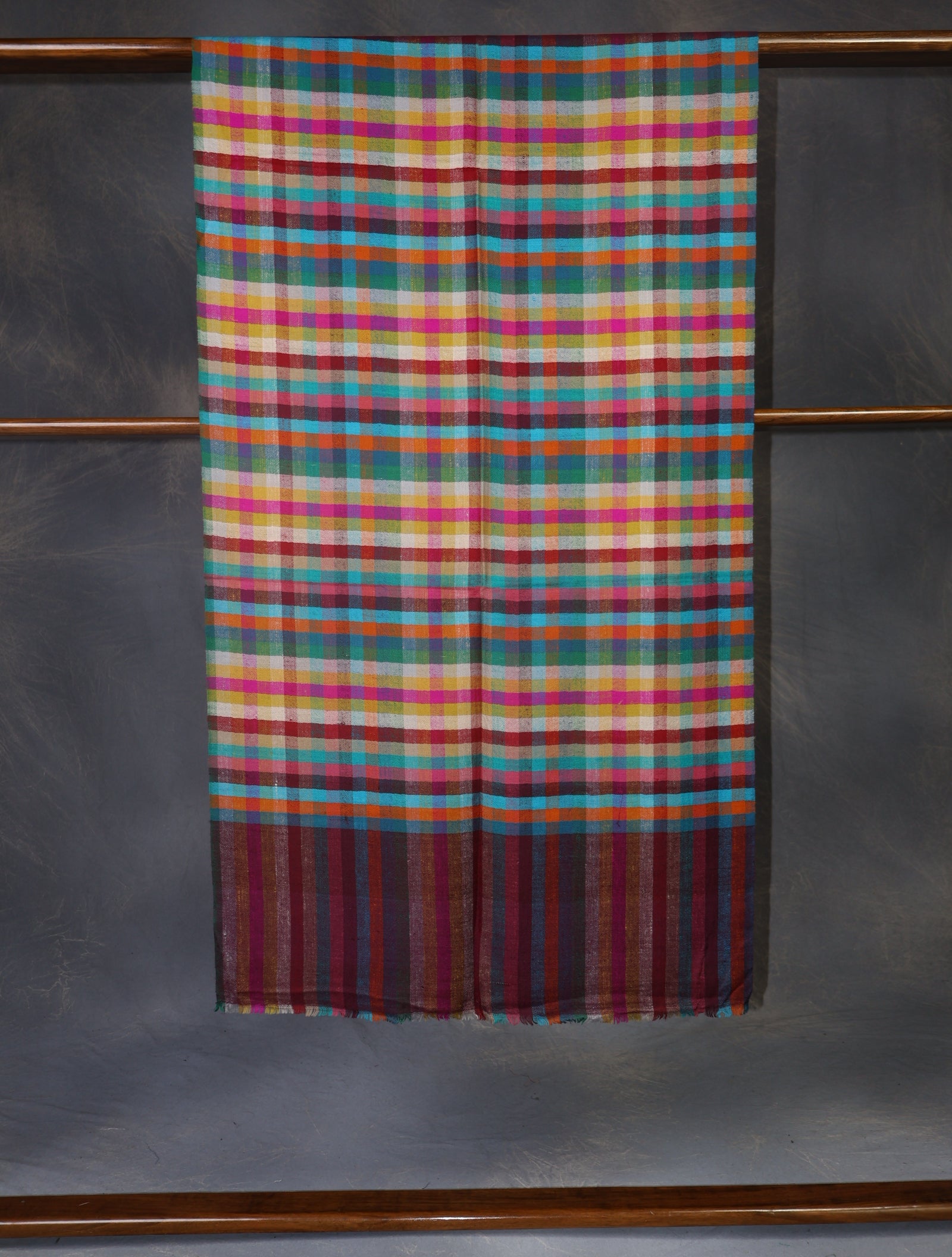 Multi Color Check handwoven Cashmere Pashmina Scarf