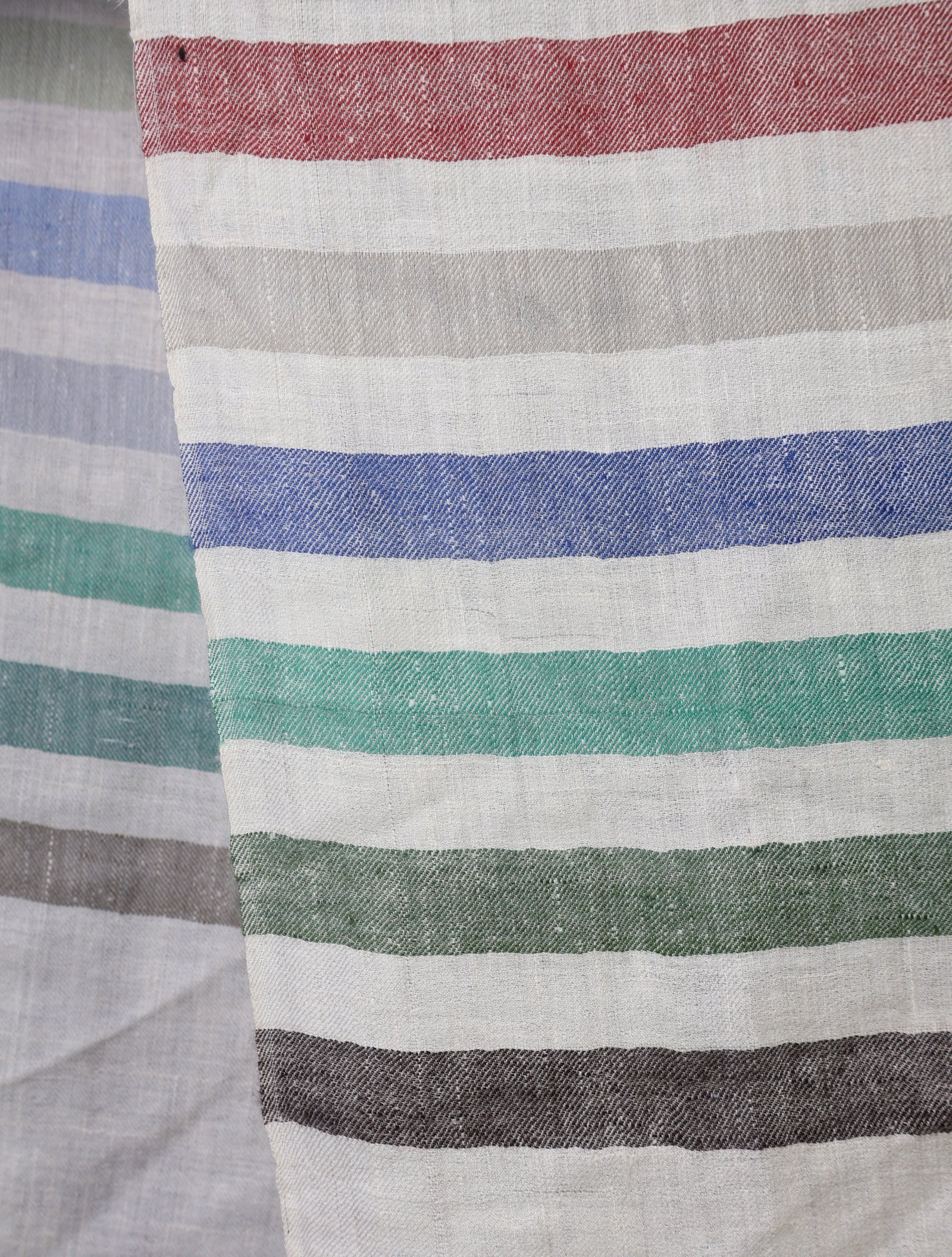 Ivory Multi Color Striped Handwoven Cashmere Pashmina Scarf