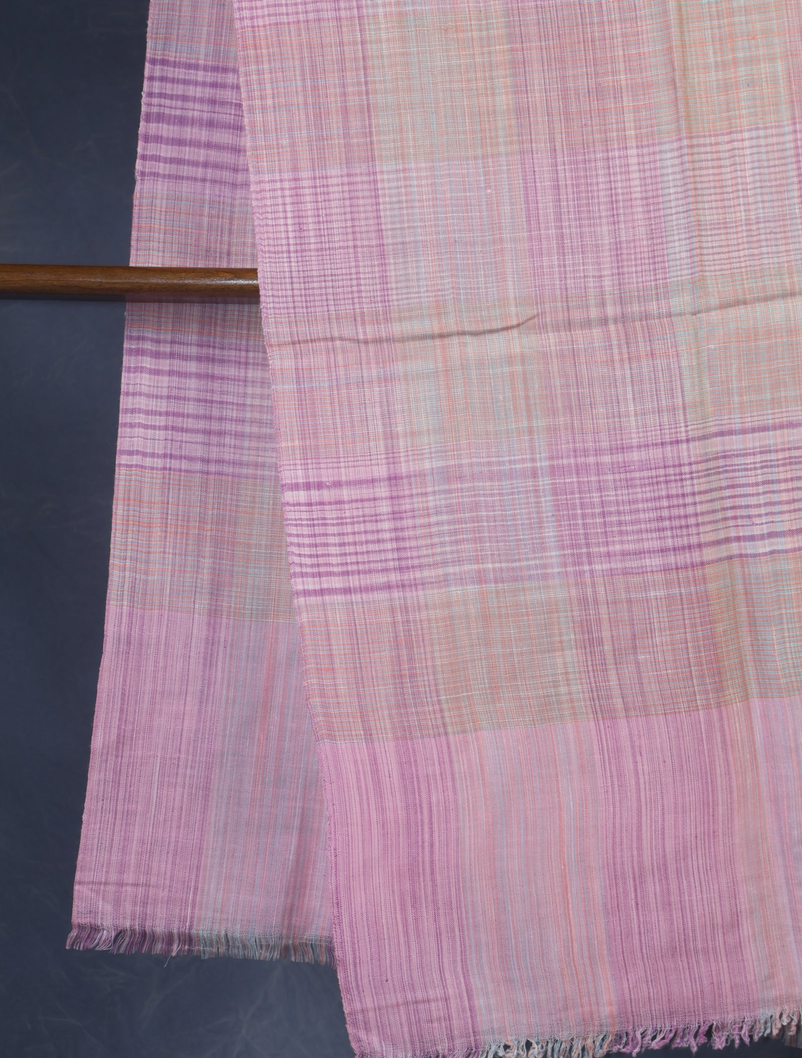 Pink Checked handwoven Cashmere Pashmina Shawl