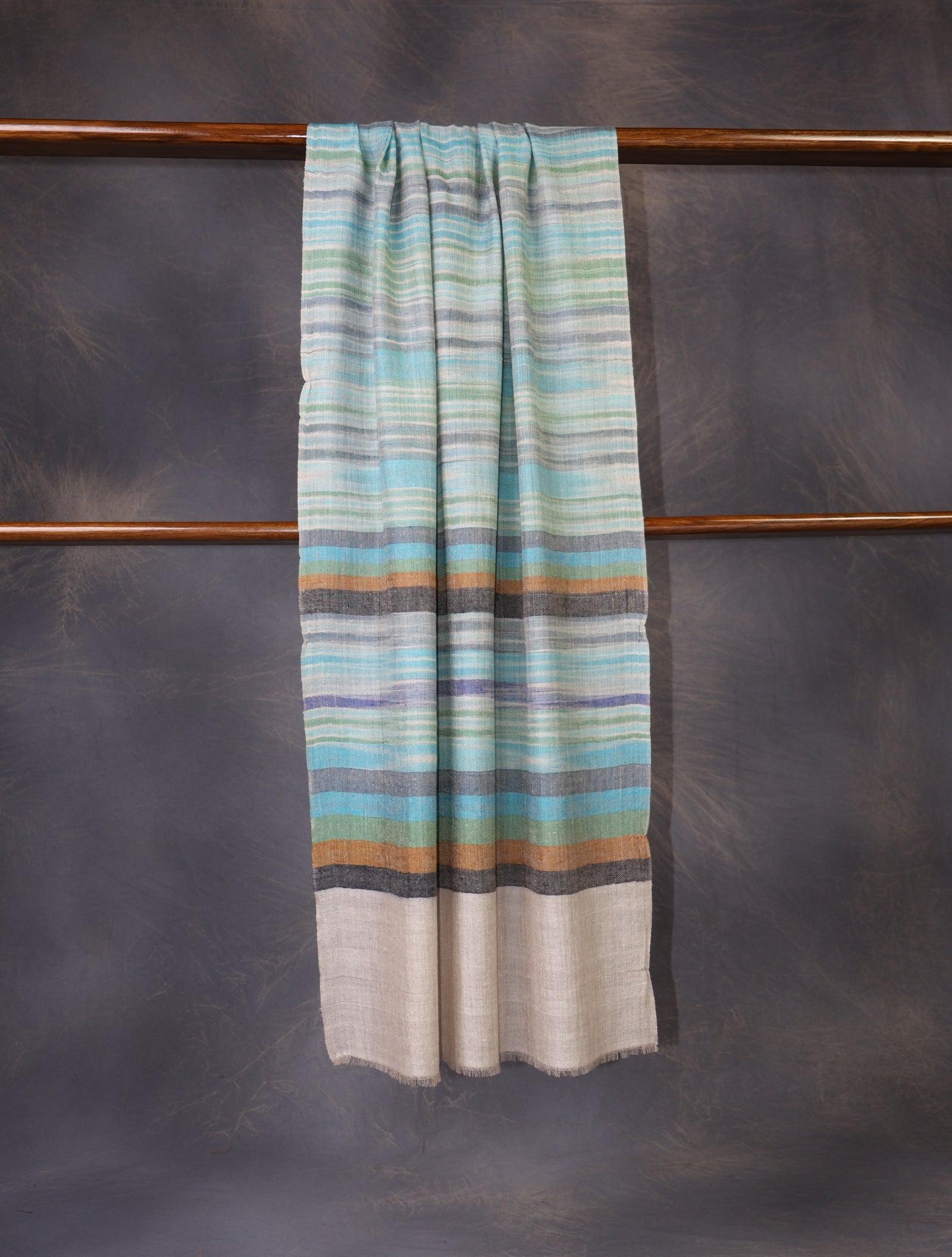 Multicolor Striped Handwoven Cashmere Pashmina Scarf