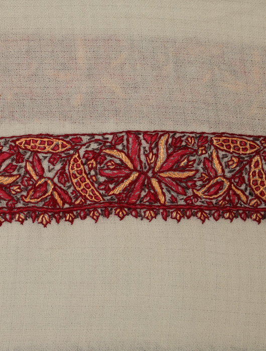 Ivory Base with brick red and orange Embroidery Wool Mussar