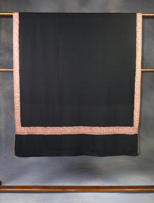 Black Base Big Border Embroidery Cashmere Pashmina Shawl