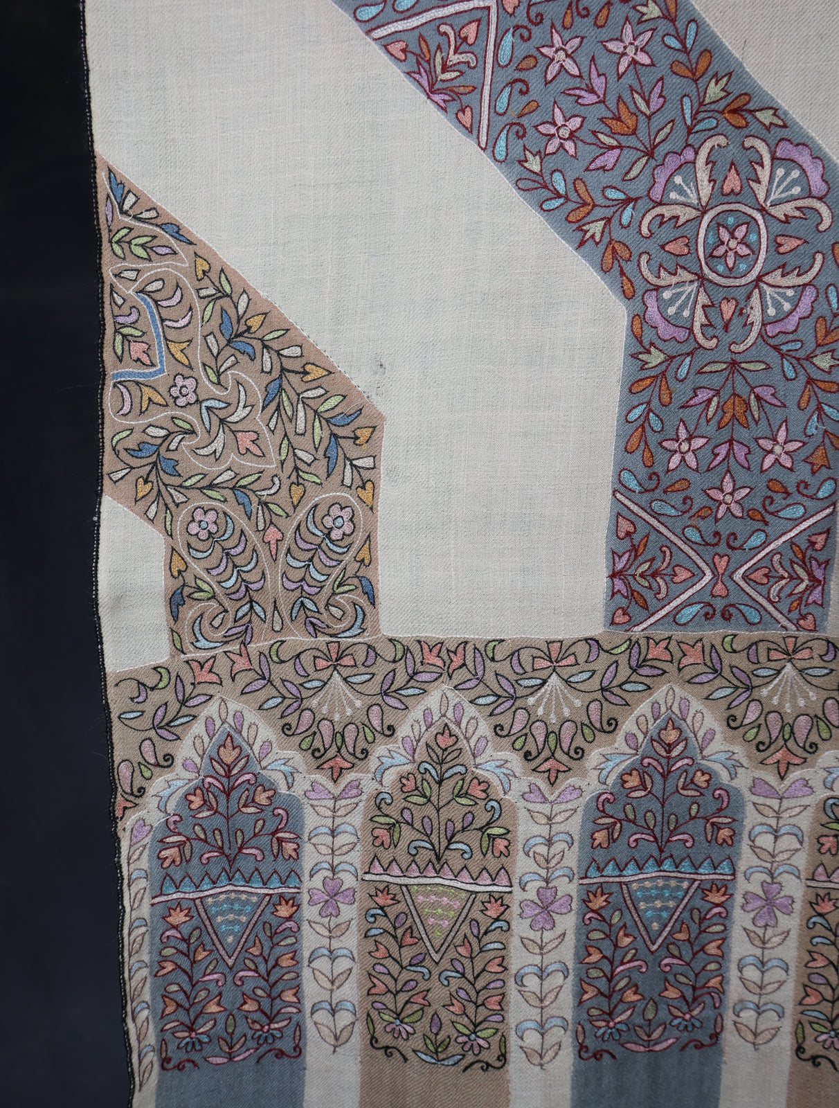 Ivory Base Kalamkari Pashmina Shawl