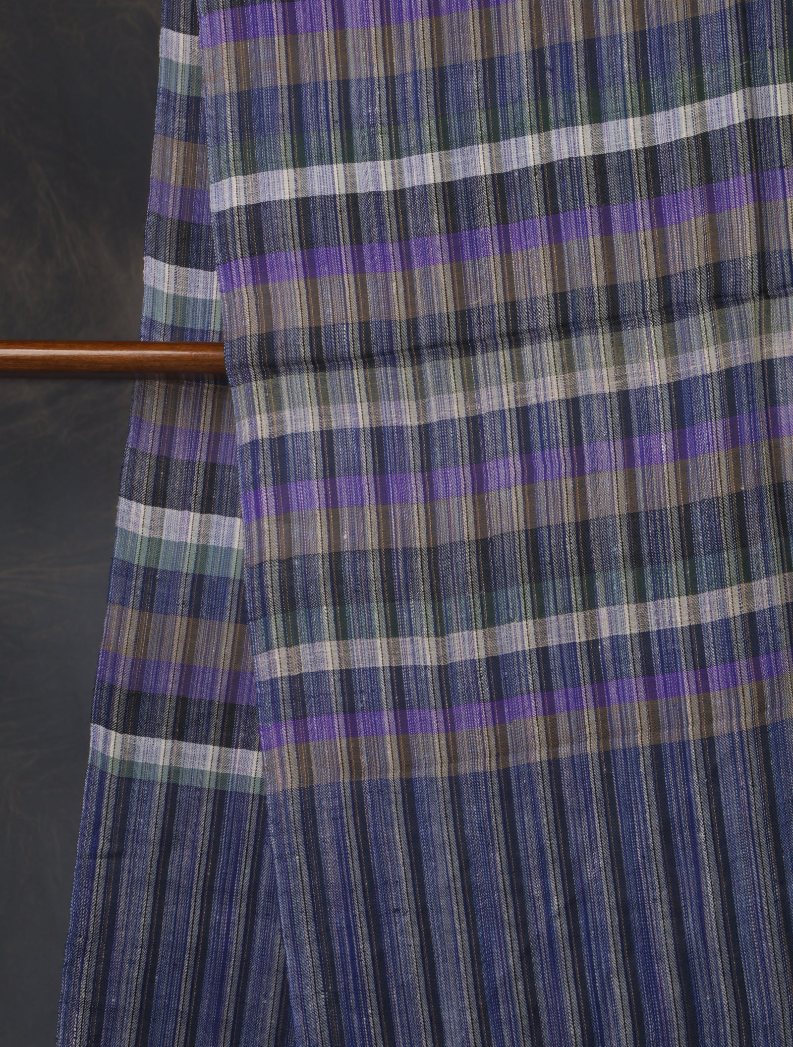 Blue Multi Color Checked Handwoven Cashmere Pashmina Scarf
