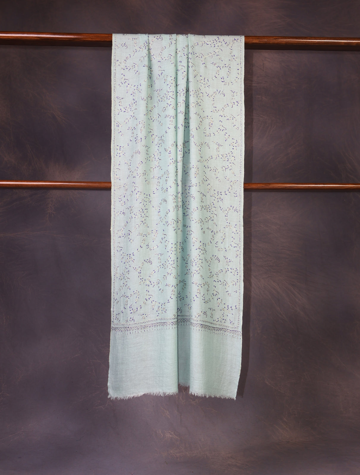 Light Sky Blue Jali Embroidery Cashmere Pashmina Scarf