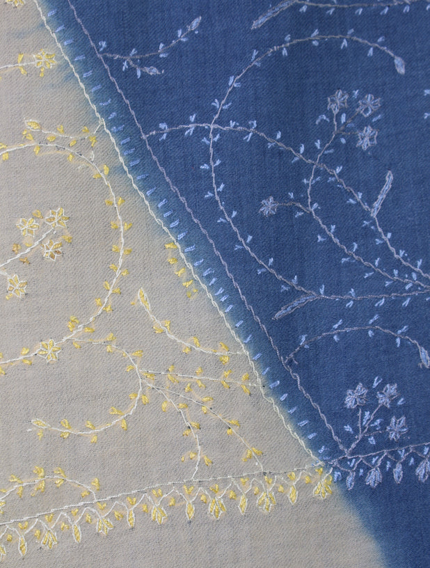 Double Dye Jali Sozni Embroidery Stole