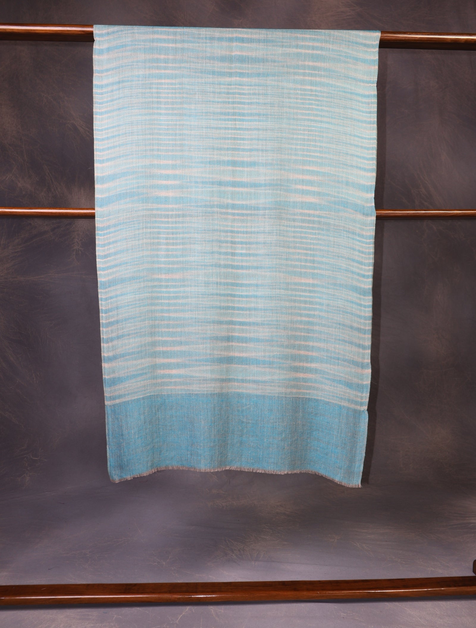 Dodger Blue Striped Handwoven Cashmere Pashmina Scarf