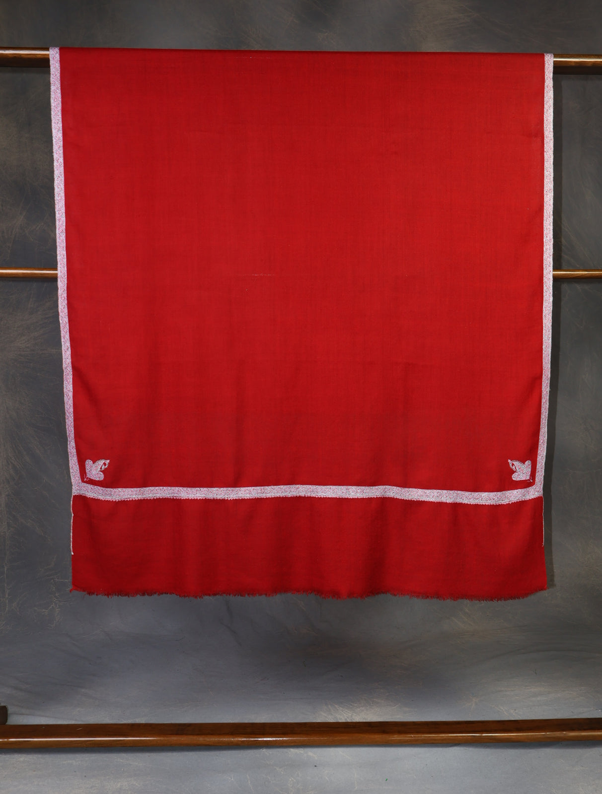 Red Base Border Embroidery Cashmere Pashmina Shawl