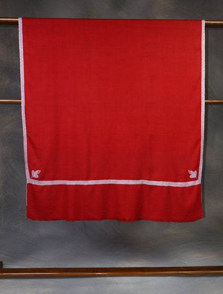 Red Base Border Embroidery Cashmere Pashmina Shawl