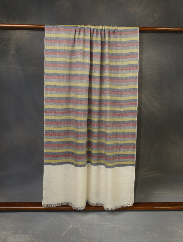 Multicolor Striped Handwoven Cashmere Pashmina Scarf