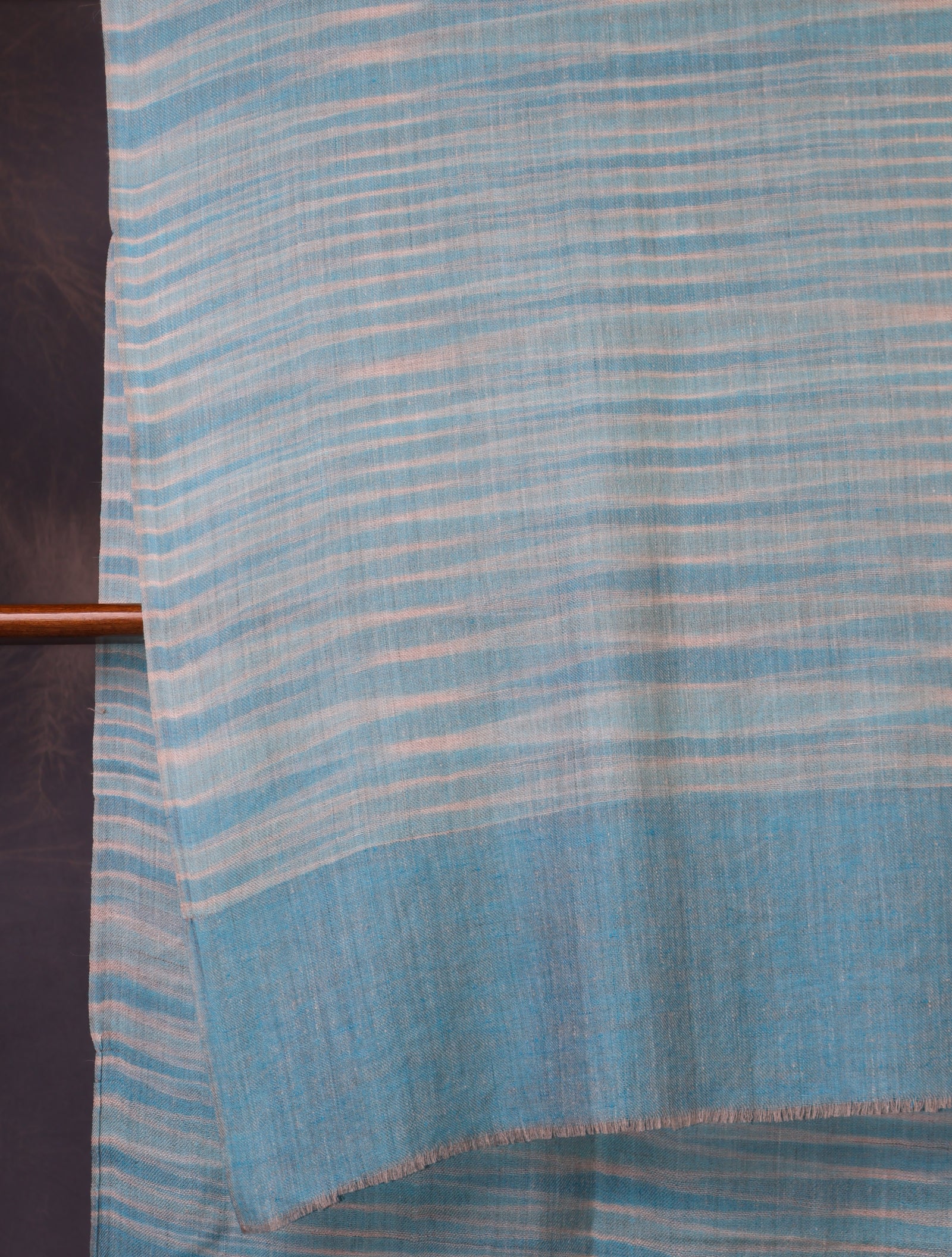 Dodger Blue Striped Handwoven Cashmere Pashmina Scarf