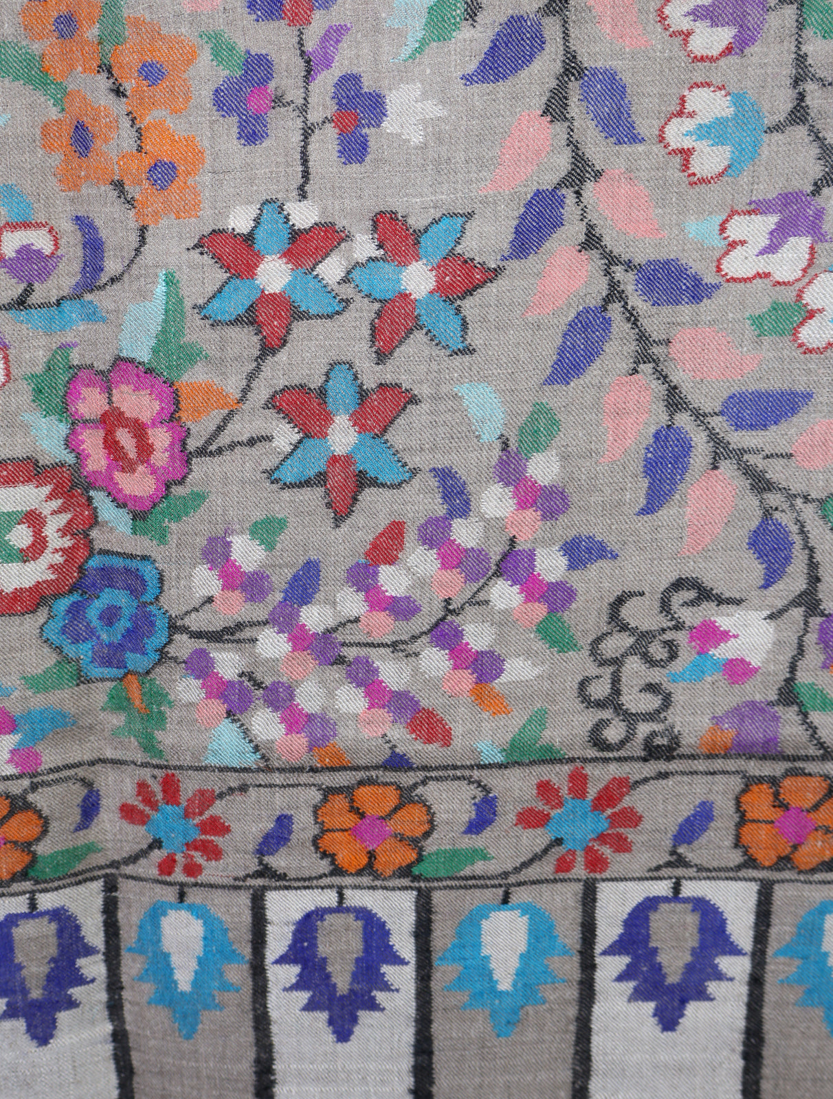 Natural Base Kani Jamawar Embroidery Pashmina Shawl
