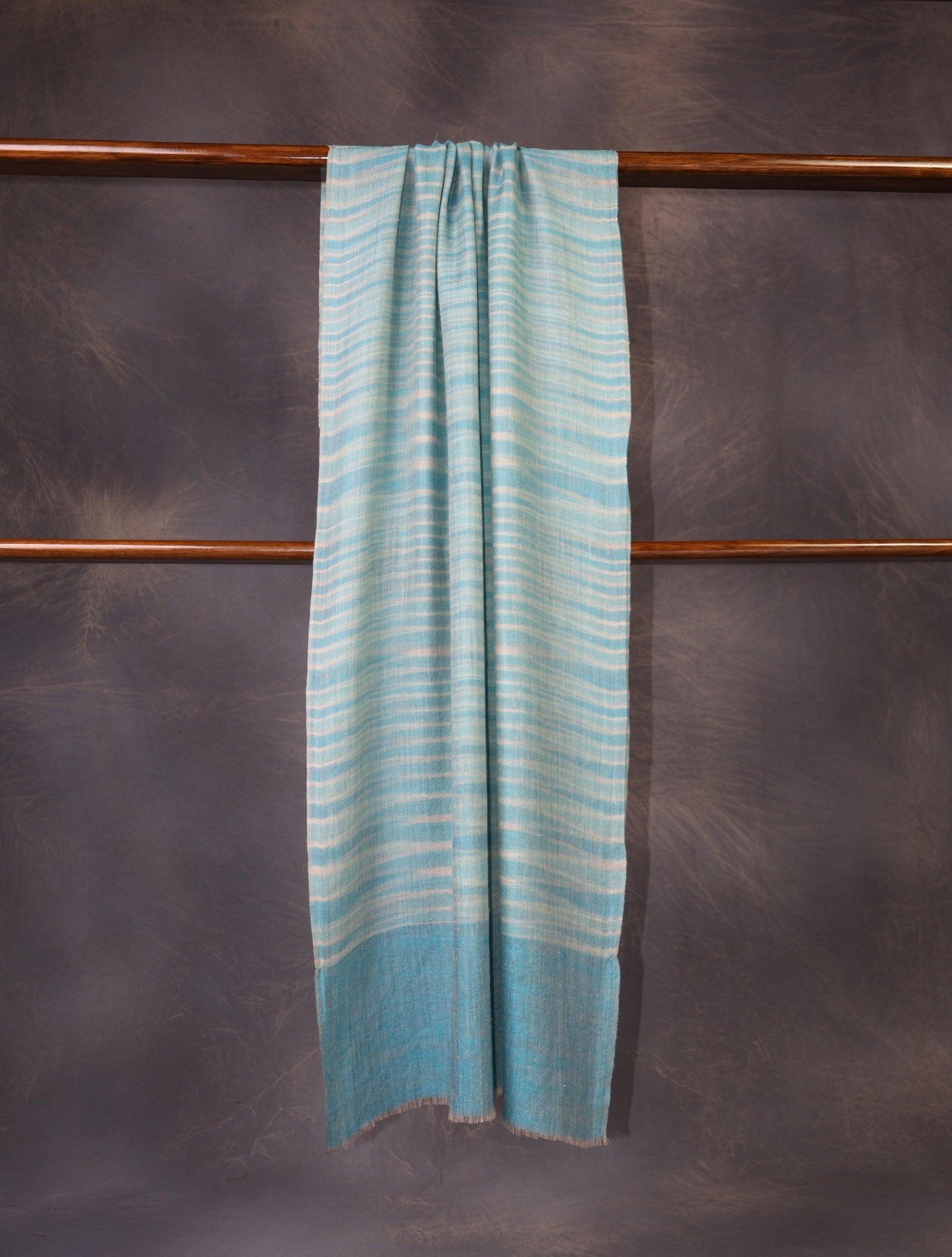 Dodger Blue Striped Handwoven Cashmere Pashmina Scarf