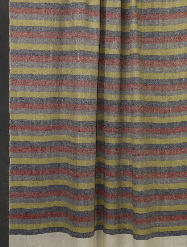 Multicolor Striped Handwoven Cashmere Pashmina Scarf