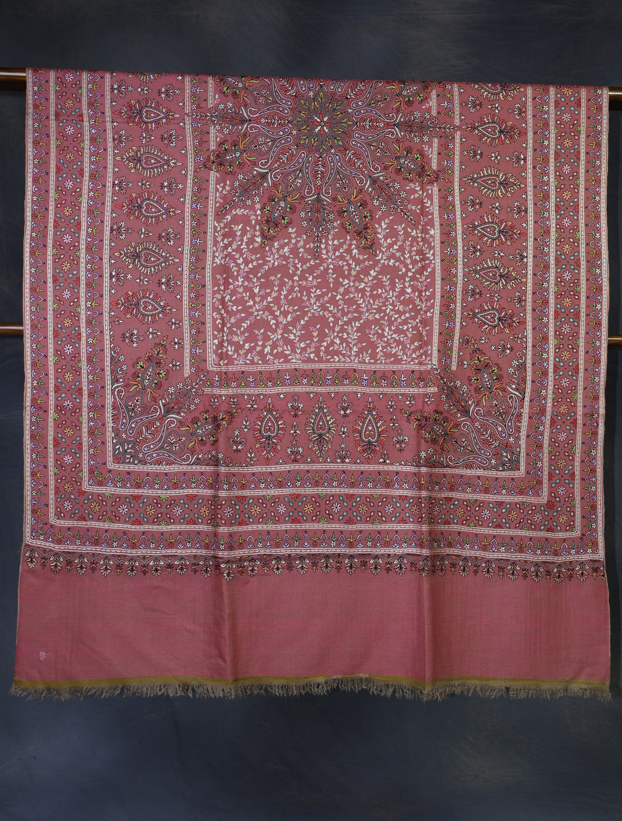 Pink Multicolor Kalamkari Pashmina Shawl