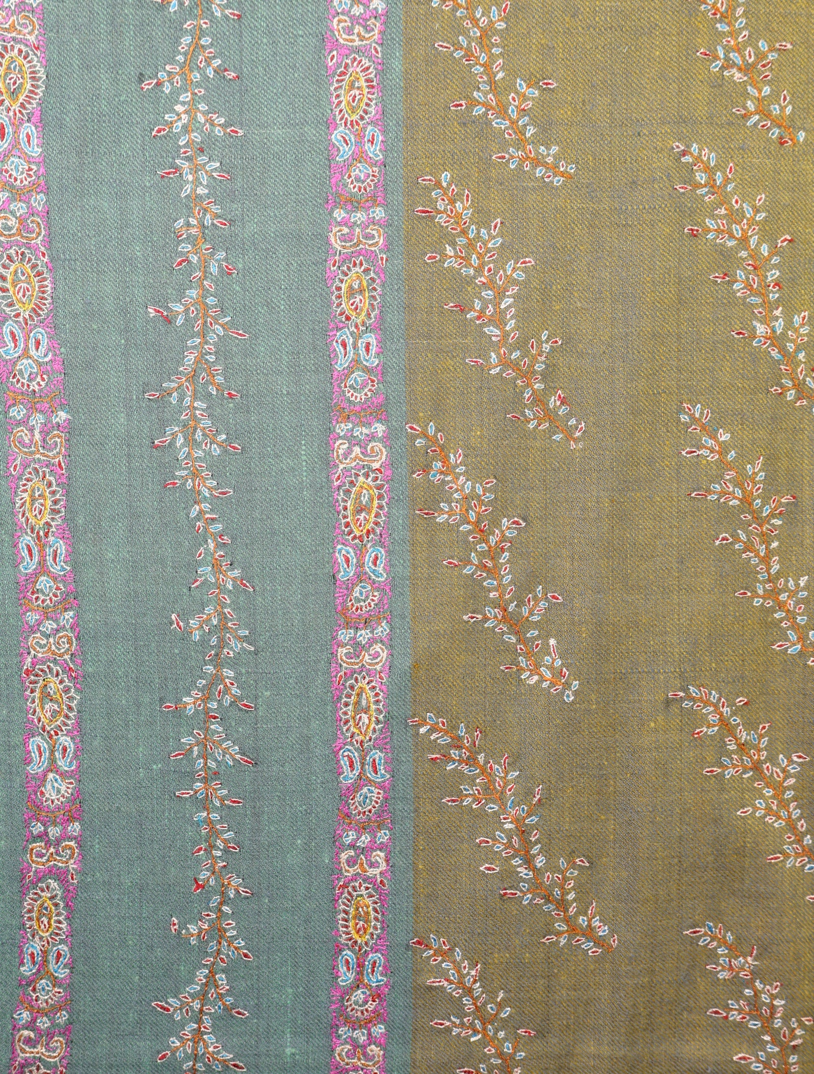 Multi color Base Striped Jali Embroidery Handwoven Cashmere Shawl
