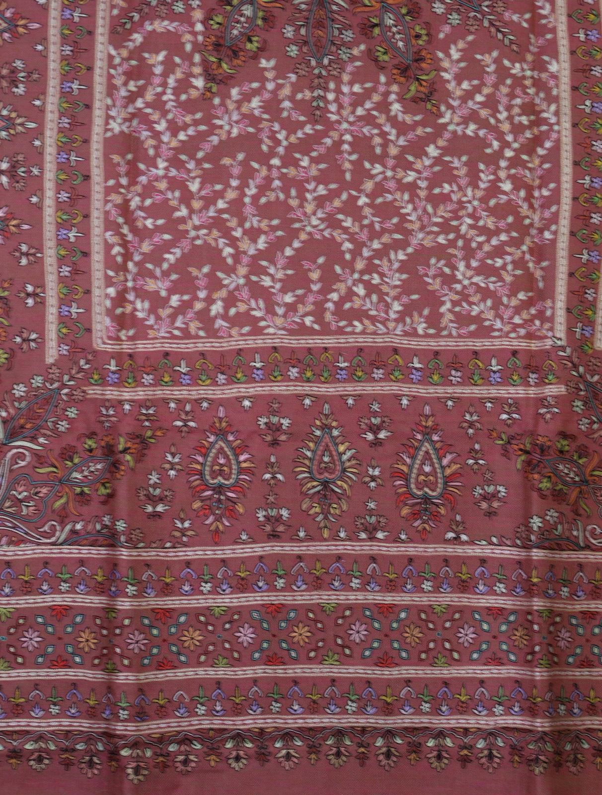 Pink Multicolor Kalamkari Pashmina Shawl