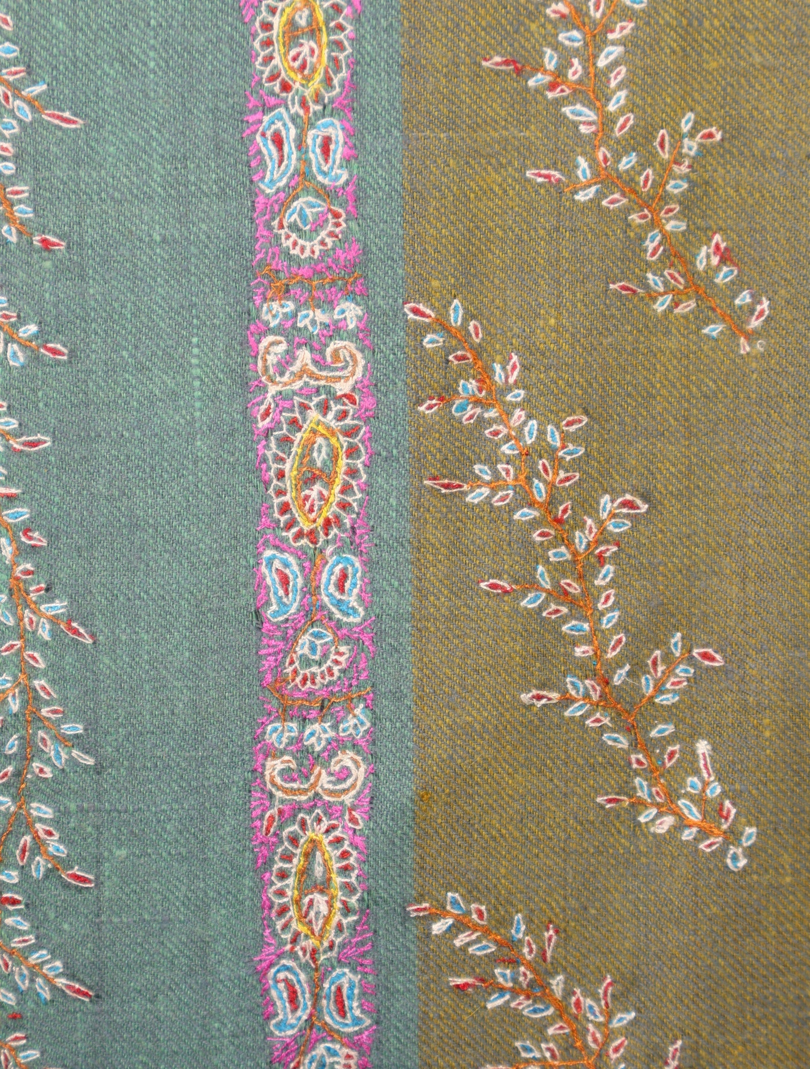 Multi color Base Striped Jali Embroidery Handwoven Cashmere Shawl