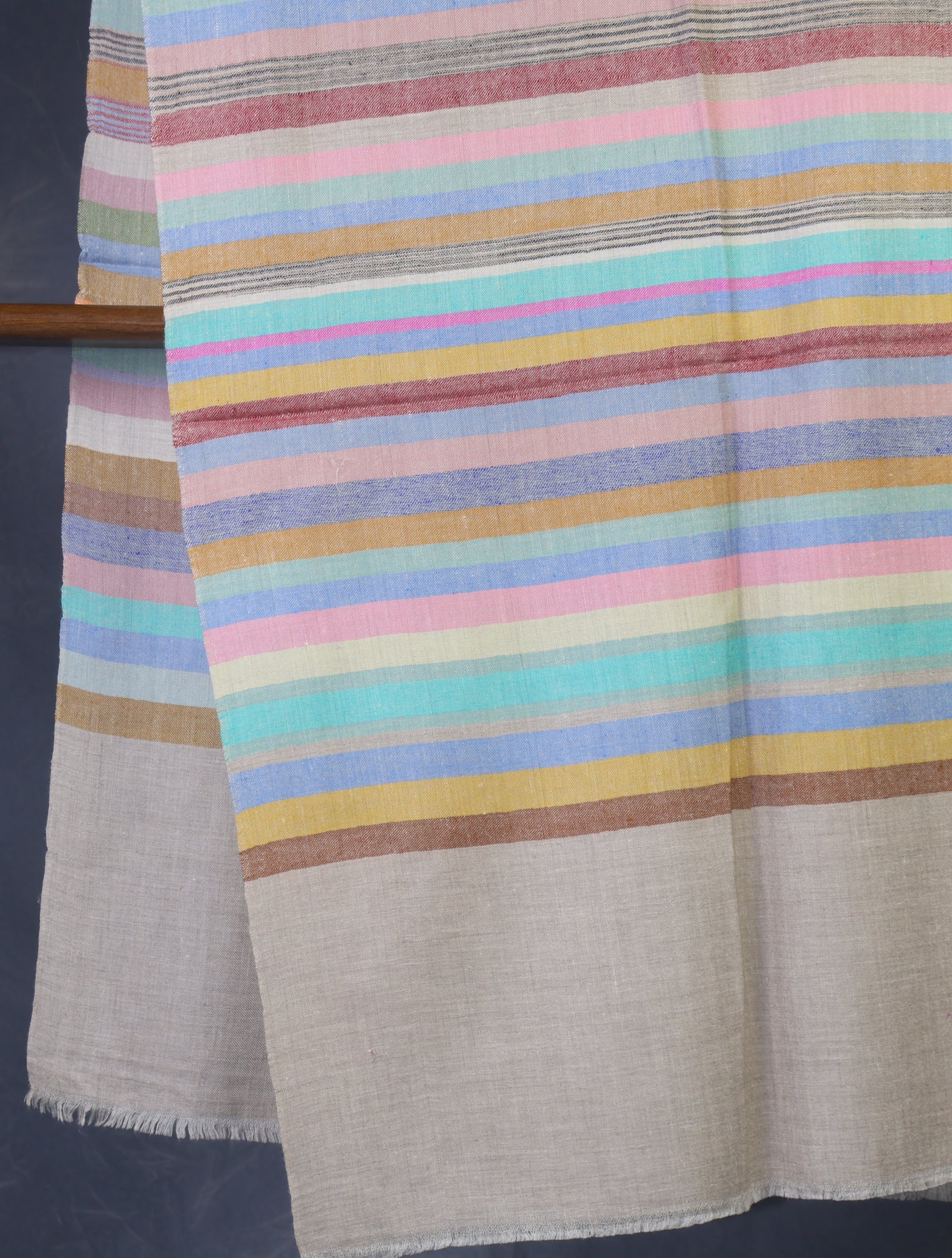Natural Multicolor Striped handwoven Cashmere Pashmina Shawl
