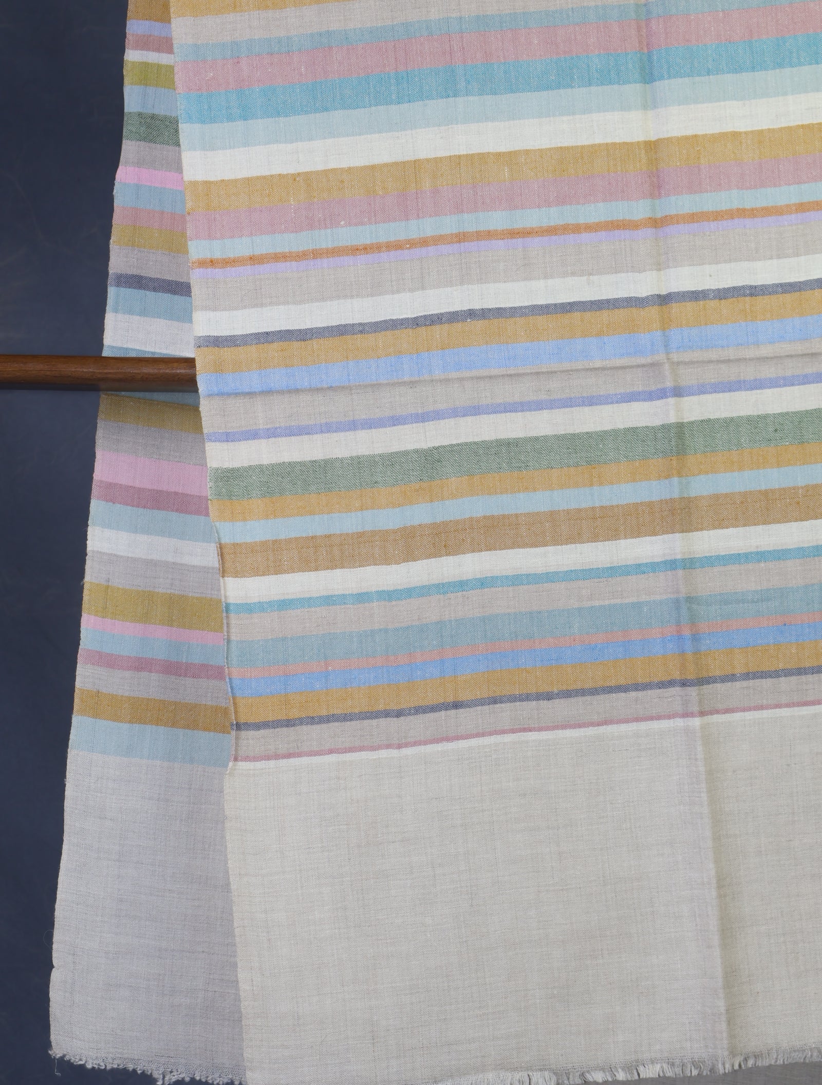 Natural Multicolor Striped handwoven Cashmere Pashmina Shawl